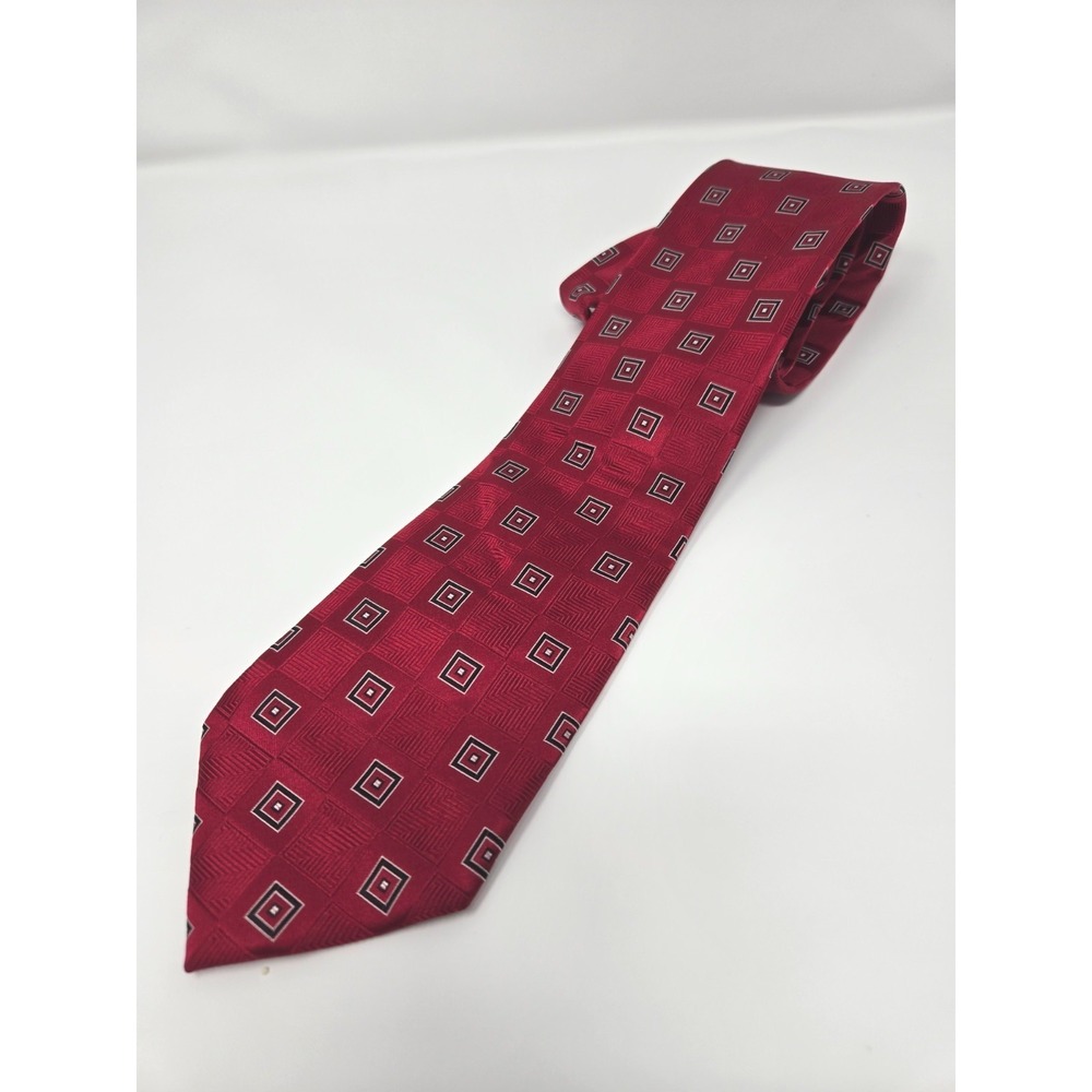 Donald J. Trump Necktie Mens One Size Red Geometric Silk Signature Collection